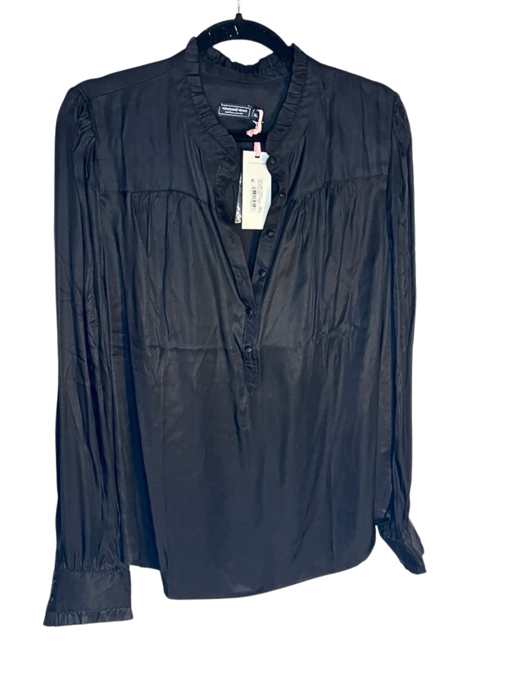 Vineyard Vines Twill Ruffle Collar Popover Blouse